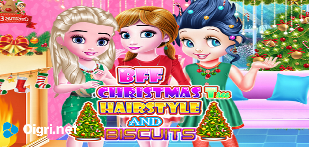 Bff Chrhistmas tree hairstyle and biscuits