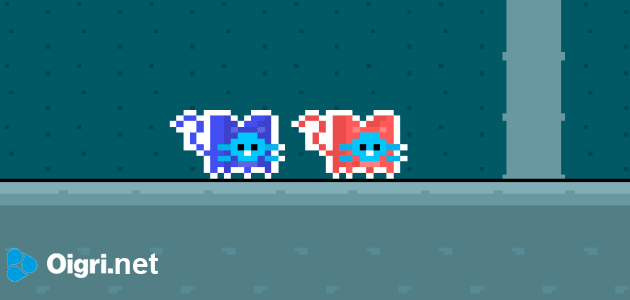 Red and blue cats